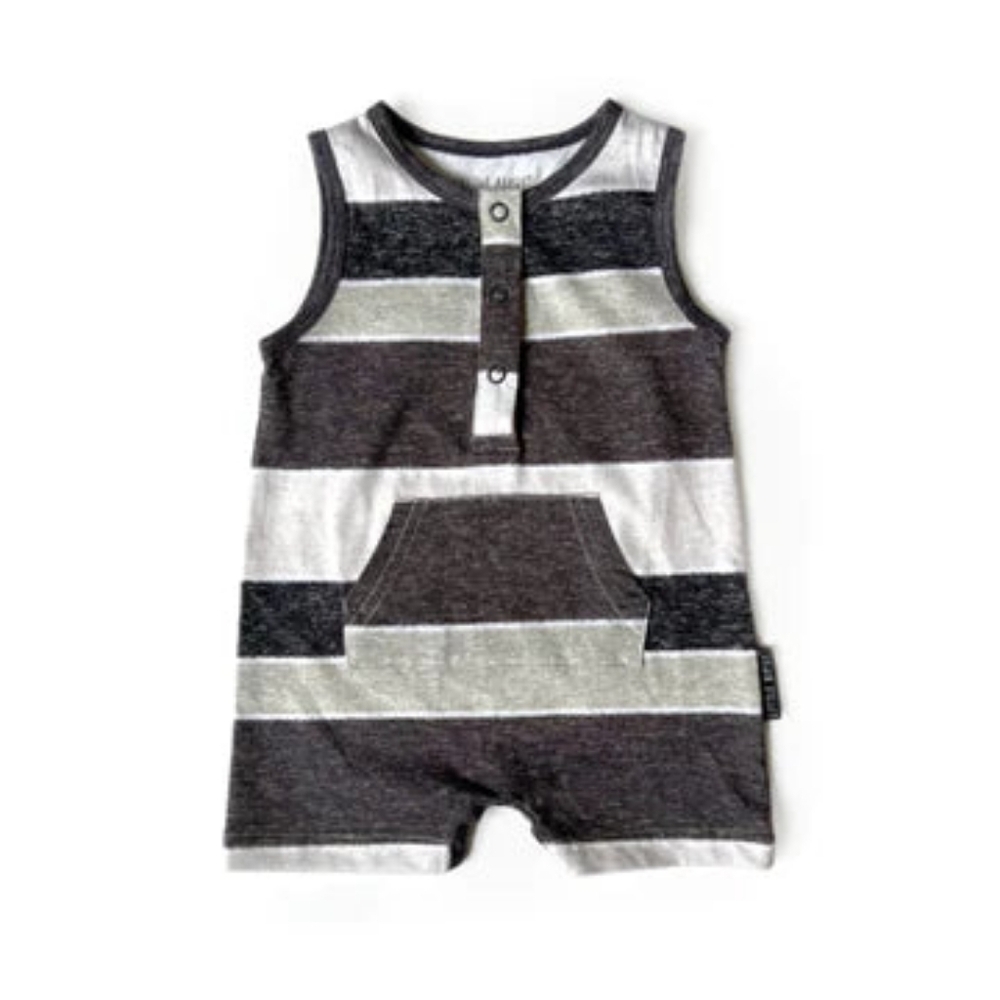 Little‎ Bipsy | Black Washed Stripe Shorty Romper